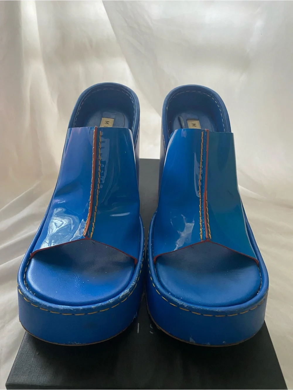 Miista Rhea Blue wedge mules